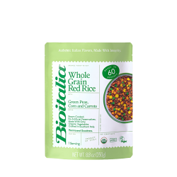 Whole Grain Red Rice with Green Peas, Corn and Carrots